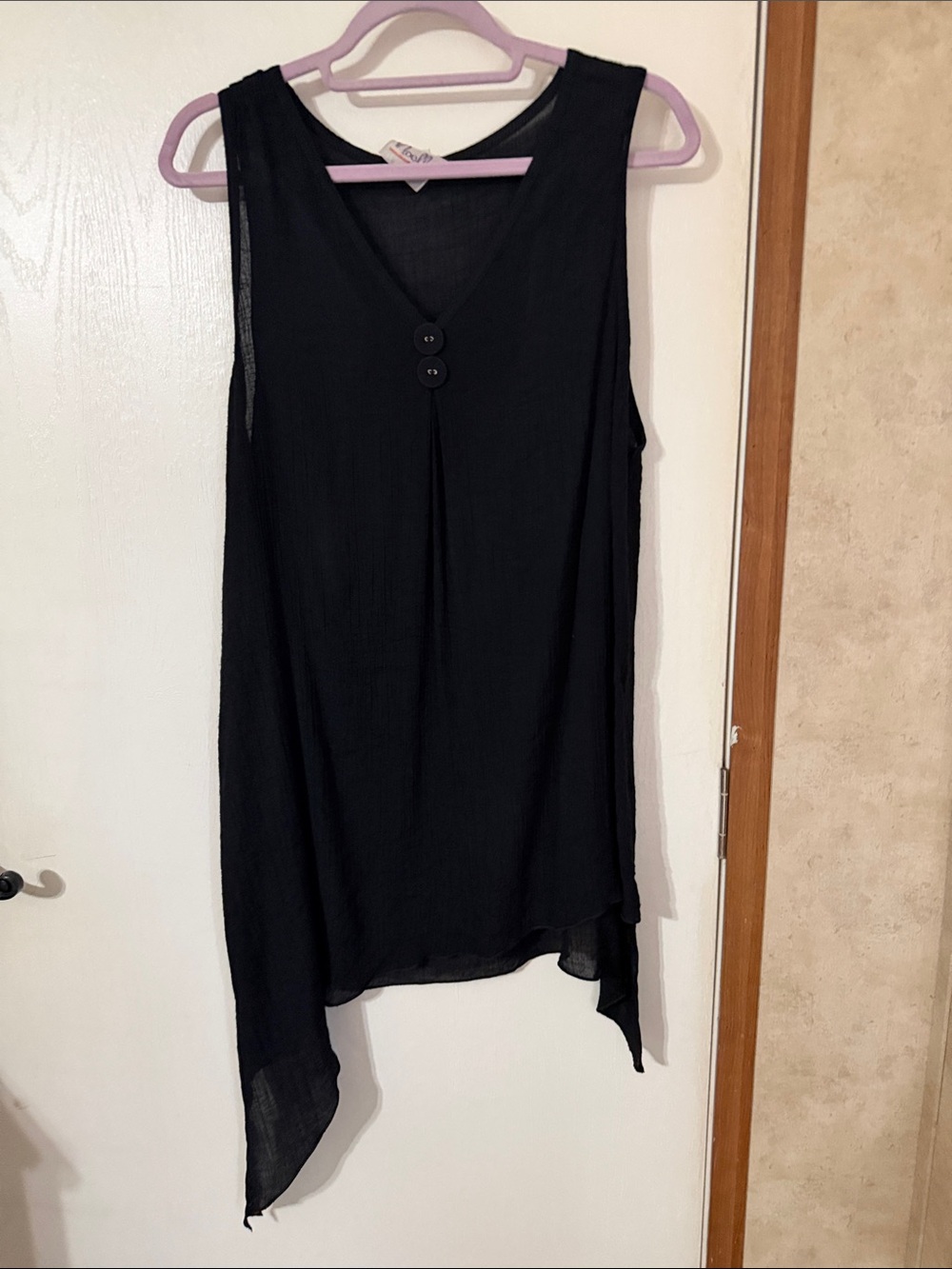 Noelle Black Sleeveless V-Neck Asymmetric Swim Coverup